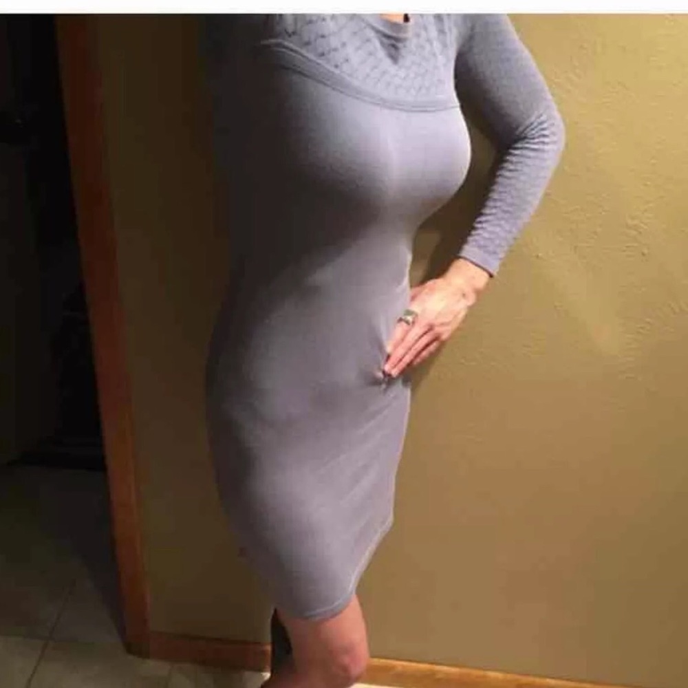 Lavender detailed knit dress. Smooth, not bulky.